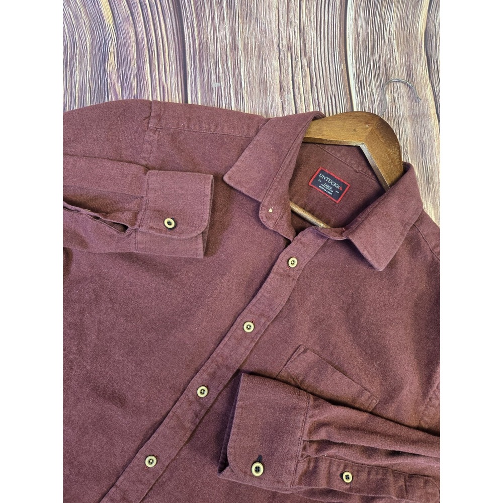 UNTUCKit Mens Sherwood Flannel Button-Up L/S‎ Shirt L Regular Fit Burgundy